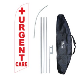 "Urgent Care" 12-Foot Windless Swooper Feather Flag and Case Complete Set...Includes 12-Foot Flag, 15-Foot Pole, Ground Spike, and Carrying/Storage Case