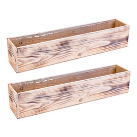 Wooden Planter Box, Whitewash with Plastic Liner l Garden Decor l Restaurant and Wedding Decorations l Wedding Bouquets, Table Centerpiece (20x4 Set of 2, Whitewash)