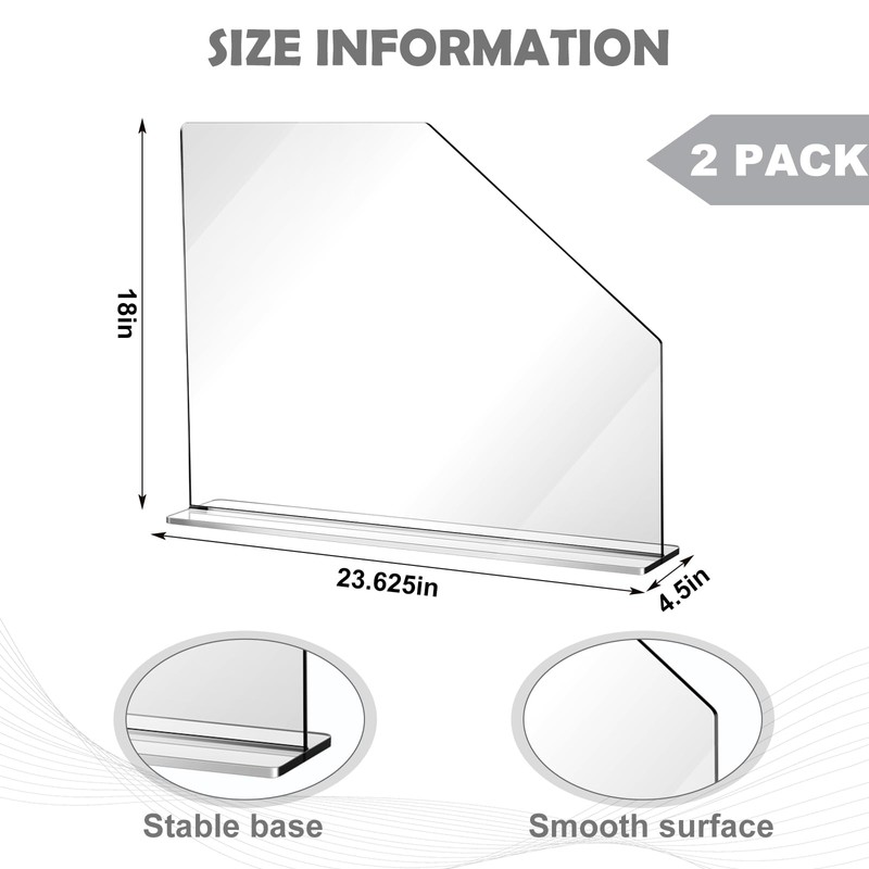 Vesici 2 Pcs Clear Acrylic Sink Splash Guard Freestanding Panel