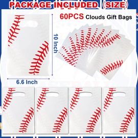 YAHEBODT 60pcs Baseball Goodie Bags,Baseball Candy Gift Bag 10.2inch*7.1inch with Handles Party Favor Bags for Kids Birthday Decoration,Sport Themed Team Party Supplies