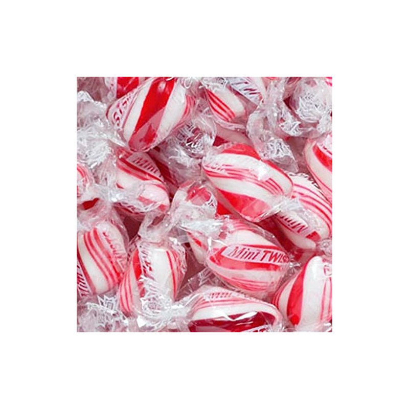 Peppermint Red & White Cylinder Shaped Mint Candy Twists -