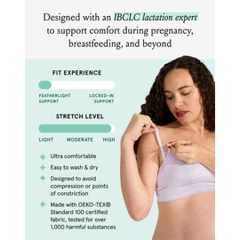 Bodily Everything Bra for Pregnancy, Nursing & Breastfeeding, Soft, Stretchy, Wireless Maternity & Sleep Bra with Clip Down Nursing Access (Medium, Lavender Haze)
