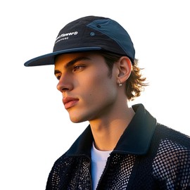 Clakllie 5 Panel Baseball Caps Waterproof Flat Brim Hat Hip Hop Lightweight Snapback Hats Summer Running Trucker Hat,Black