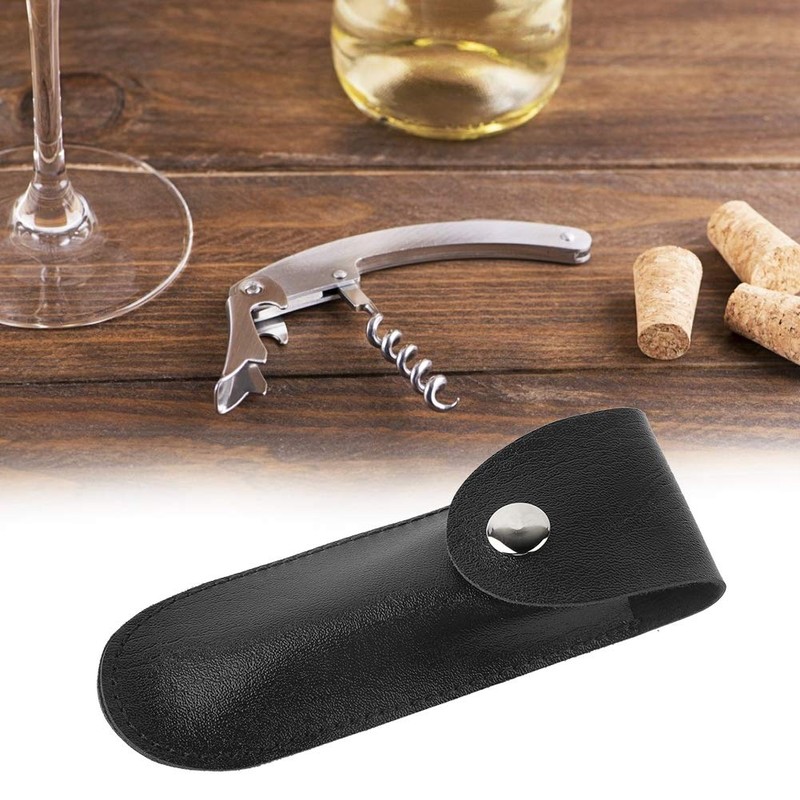 Wine Bottle Opener Leather Case, Corkscrew Holster Foil Cutter PU