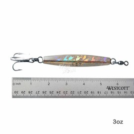 Fish WOW! 10pcs 3oz Diamond Jig Mylar Holographic Laser jigs with a Treble Hook