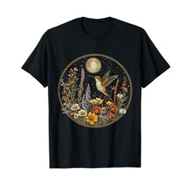 Hummingbird Wildflower Cottagecore Celestial Vintage Flower T-Shirt