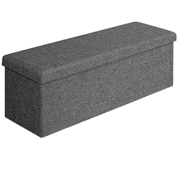 Deuba Storage Ottoman | 130 L | Foam Padded Bench Chest with Removable Lid | Decorative Shoe Storage Box | Bedroom Hallway Lounge Furniture | Dark Grey