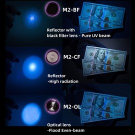 Weltool M2-BF UV Flashlight, Black Light, 365nm UV-A, 1800mW, Stainless Steel, Battery Powered, Portable, 13.5cm