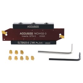 Accusize Industrial Tools 1'' Self-Lock Block Sltbn25.4-6 with 10 Pcs Gtn-3 Carbide Inserts and 1 Pc 0.120'' Width Ncih32-3 Blade, 2410-1010