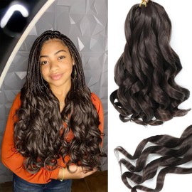 French Curl Braiding Hair 14 Inch Curly Braiding Hair 8 Packs Pre Stretched Bouncy Loose Wave French Curls Crochet for Black Women (4#, 18 inch (pack of 8))