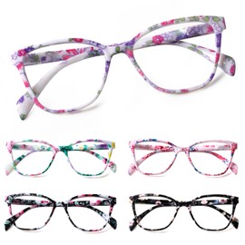 SIGVAN Ladies Reading Glasses 5 Pairs Blue Light Blocking Spring Hinge Fashion Pattern Print Eyeglasses for Women (5 Multicolor, 1.25, x)