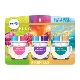 Febreze Plug In Air Freshener, Odor-Fighting Scented Oil Refill, Premium Spring Mix, 3 Refill