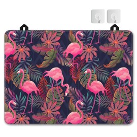 Pink Flamingo Stove Top Covers for Electric Stove,Christmas Kitchen Decor Tropical Glass Cover Protector, Cooktop Protector, Heat Resistant Range Ceramic Stove Top Covers Mat, Dish Drying Mat