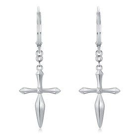 ZPMMPZ Sword Earring 925 Sterling Silver Gothic Sword Earrings Dagger Dangle Drop Earrings Goth Jewelry Gifts for Women Girls Men, Sterling Silver, Zircon, Silver,White