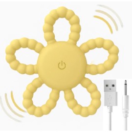 Everneer Rechargable Baby Sensory Vibrating Teether Teething Pain &Autism Yellow