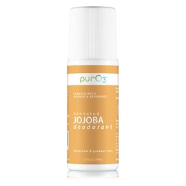 PurO3 Jojoba Oil Organic Deodorant - Ozonated Oil & Non-Staining - Made in the USA All Natural - Paraben & Aluminum Free Roll On, Orange & Bergamot Scent, 2.5 fl oz