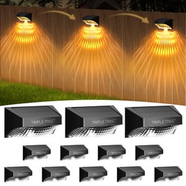 INCLAKE Solar Fence Lights 12 Pack, Synchronous Color Change, Solar Deck Lights with Warm White & RGB Mode and Memory Function, IP65 Waterproof Solar Outdoor Lights for Patio, Yard, Wall, Fence, Step