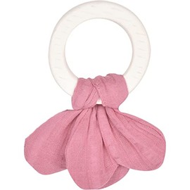 Tikiri 8597009 - Natural Rubber Teething Ring Pink, Grasping Toy for Babies and Children from 0+ Months, 15 cm
