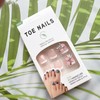 French Tip Press on Toenails Short Square Fake Toenails Flower
