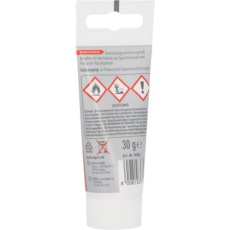 NIGRIN 30g Hardener for Repair and Modelling Work - Cures