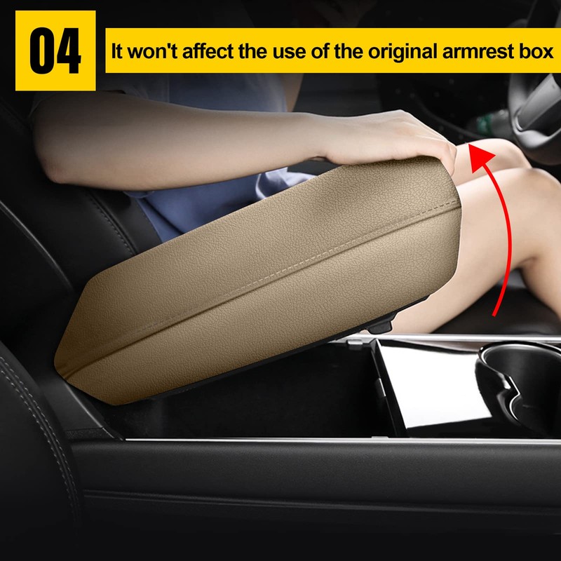 AOMSAZTO Console Covers for 2012-2015 Civic Honda Beige Armrest Cushion