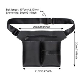 Hairdresser Tool Bag, Practical PU Leather Belt Bag, Professional Barber Bag for Hairdresser Scissors, Combs, Hair Clips, Razor, Black Portable Hairdressing Bag, Hairdresser Scissors Bag