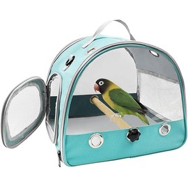 Bird Travel Carrier with Standing Perch,Lightweight Breathable Parrot Cage, Small Pet Carrier Bag with Shoulder Strap,Bird Rat Guinea Pig Squirrel Carrier (Green)