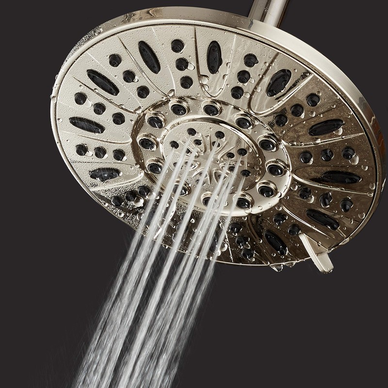 AquaDance BRUSHED NICKEL High Pressure 6-Setting 7" Rain Shower Head