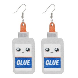 Creative Teacher Student Dangle Earrings Wooden Book Pencil Ruler Globe Scissors Dangle Earrings for Women Jewelry Gift (Milk bottle WHite Earrings)