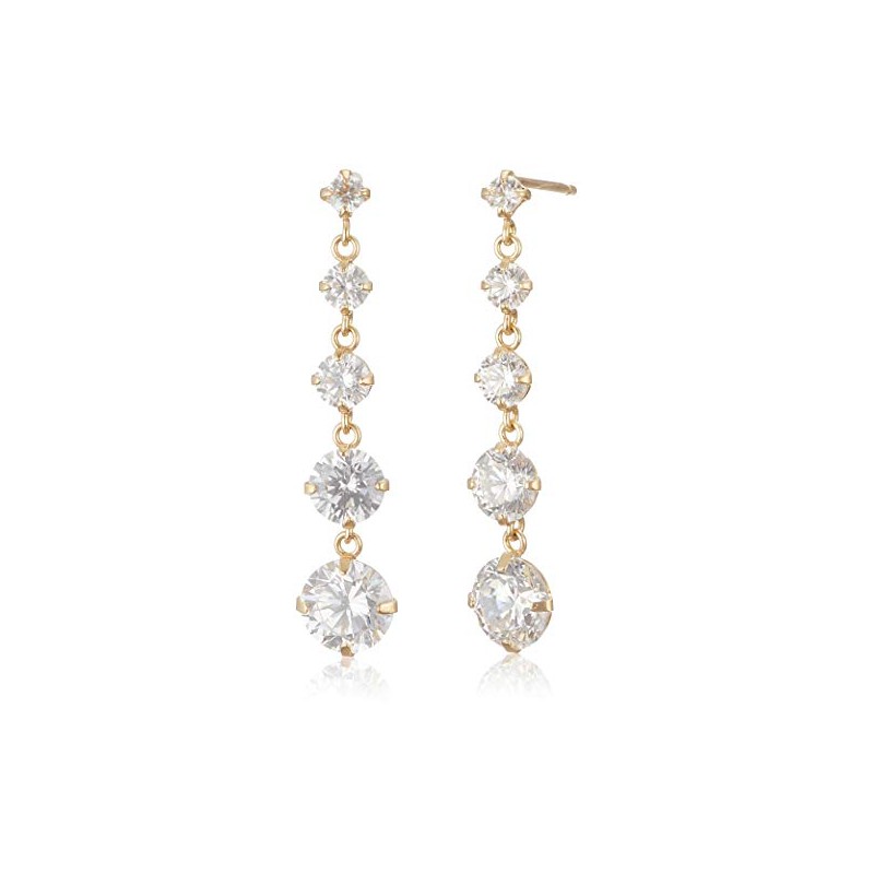 cz 5 stone earrings, Metal, Cubic Zirconia