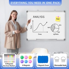 Grtard White Board Dry Erase, 18" x 12" Magnetic Dry Erase Boards, Hanging Magnetic Whiteboard with Marker and Strong Magnets, Dry Erase Board for Wall, White Boards Dry Erase for School, Office, Home