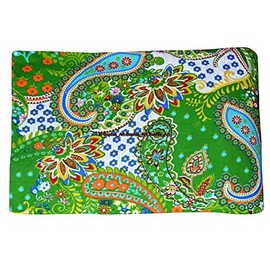Indian Hand-Block Printed Jaipuri Print Tropical Paisley Floral Ethnic Sanganer Kurti Print Cotton Fabric (Green Paisley, 5 Yards)