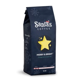 Santa's Coffee: Merry and Bright Light Roast Coffee. Ethically sourced from Cajamarca, Peru and made in a family owned business in America. (Whole Bean)