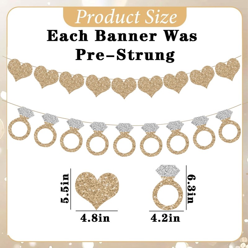 Ring Heart Banner Bachelorette Party Decorations Bridal Shower Engagement