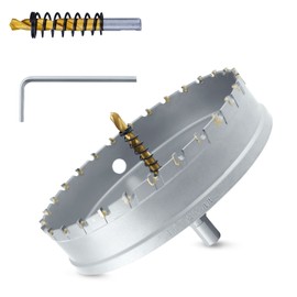 Luomorgo 6" 152mm TCT Carbide Hole Saw Tungsten Carbide Tipped Hole Cutter with 2 Pcs Titanium-Plated Pilot Drill Bit for Metal Iron Steel Wood Plastic