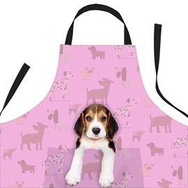 Beagle Gifts for Dog Lovers Owners - Cooking Baking Aprons - Kitchen Apron Gift for Women Men Bakers and Cooks Pink