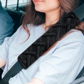 2PCS Seat Belt Pads, Auto Seat Belt Cover, Soft Seatbelt Shoulder Pad, Seatbelt Covers for Adults and Children, Universal Comfort Harness Pads for Car, Truck, SUV, Airplane (Black)