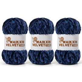 3 Pack Chunky Chenille Yarn for Crocheting, Baby Yarn for Crocheting Soft, Plush Velvet Yarns, 300g (262.4 yds) Fluffy Yarn for Crochet Amigurumi (3 Navy Blue)