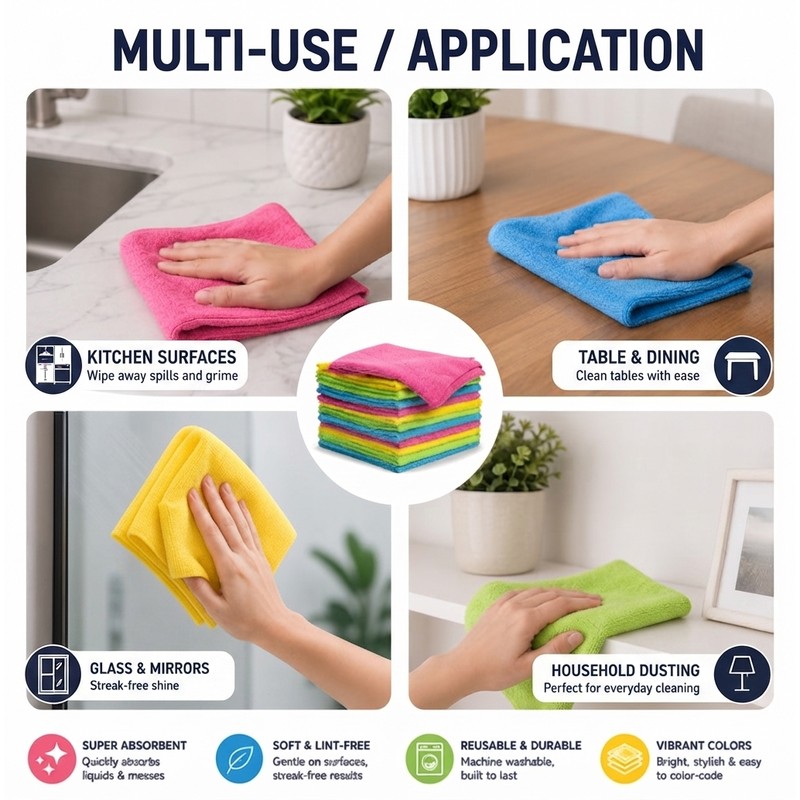 Premium Microfiber Cleaning Cloth – Super Absorbent Reusable Towel for