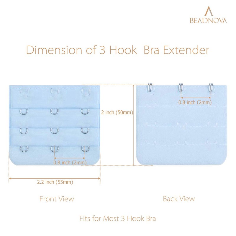 BEADNOVA 3 Hook Bra Clasp Extender Bra Back Extender (4pcs,