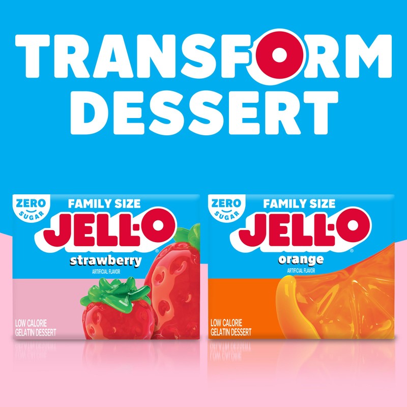 Jell-O Strawberry Sugar Free Gelatin Dessert Mix, 0.6 Ounce (Pack
