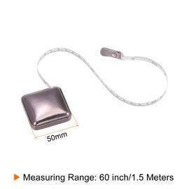 sourcing map Square Retractable Measuring Tape 150cm/60-inch Soft Leather Case Tailors Tape Measure Pocket Size for Body, Fabric, Sewing Measurements, Dim Grey