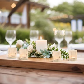 12 Pack Vintage Glass Votive Candle Holders, Clear Candle Holders for Tea Lights, Floating Candles, Wedding & Party Table Decor, Elegant Centerpieces for Home, Bridal Shower & Christmas Decorations