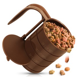 Pet Food Scoop, Dog Food Cups, Plastic Food Scoop with Measuring Lines, (Includes 1 C, 3/4 C, 1/2 C, 1/4 C), Pet Food Measuring Cups for Dog, Cat or Bird Food, Injection Molded and Dishwasher Safe