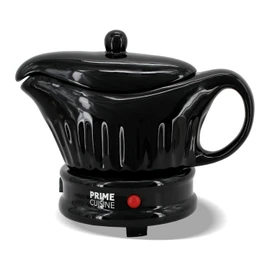 Prime Cuisine 17oz Electric Gravy Boat Warmer, Ceramic Gravy Boat with Detachable Cord and Lid