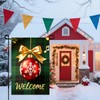 IVN Christmas Garden Flag Red Ornament With Snowflake Pattern Gold