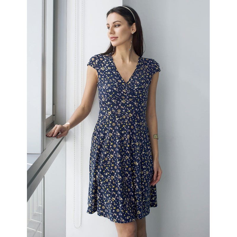 Zeagoo Women's A-line dress, V-neck, floral dress, elegant summer dresses,