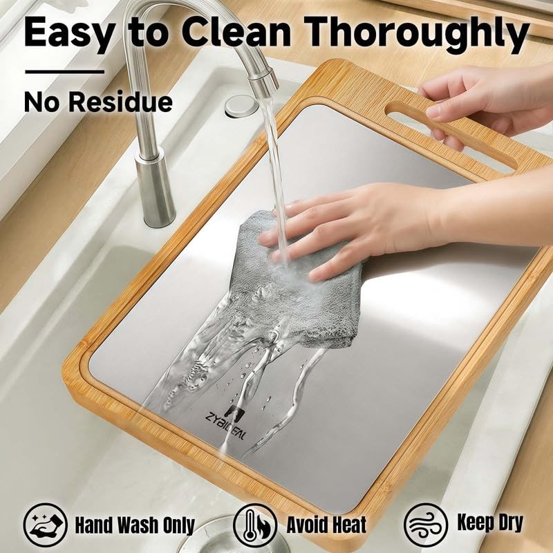 ZYBIDEAL Titanium&Bamboo Cutting Board, Double Side Cutting Board for Kitchen,