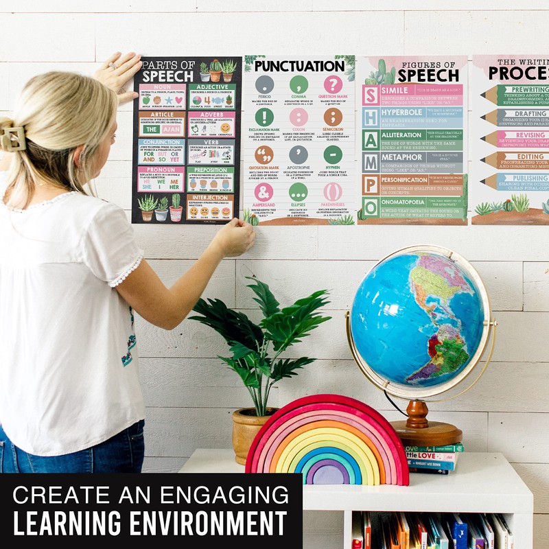 4 Cactus Grammar Posters For Language Arts - ELA Posters