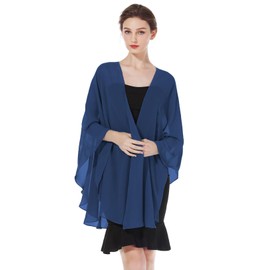 BEAUZSUZSANA Summer Shawls and Wraps for Women Evening Dresses Bridal Wedding Lightweight Party Travel Chiffon Scarf (Navy Blue)